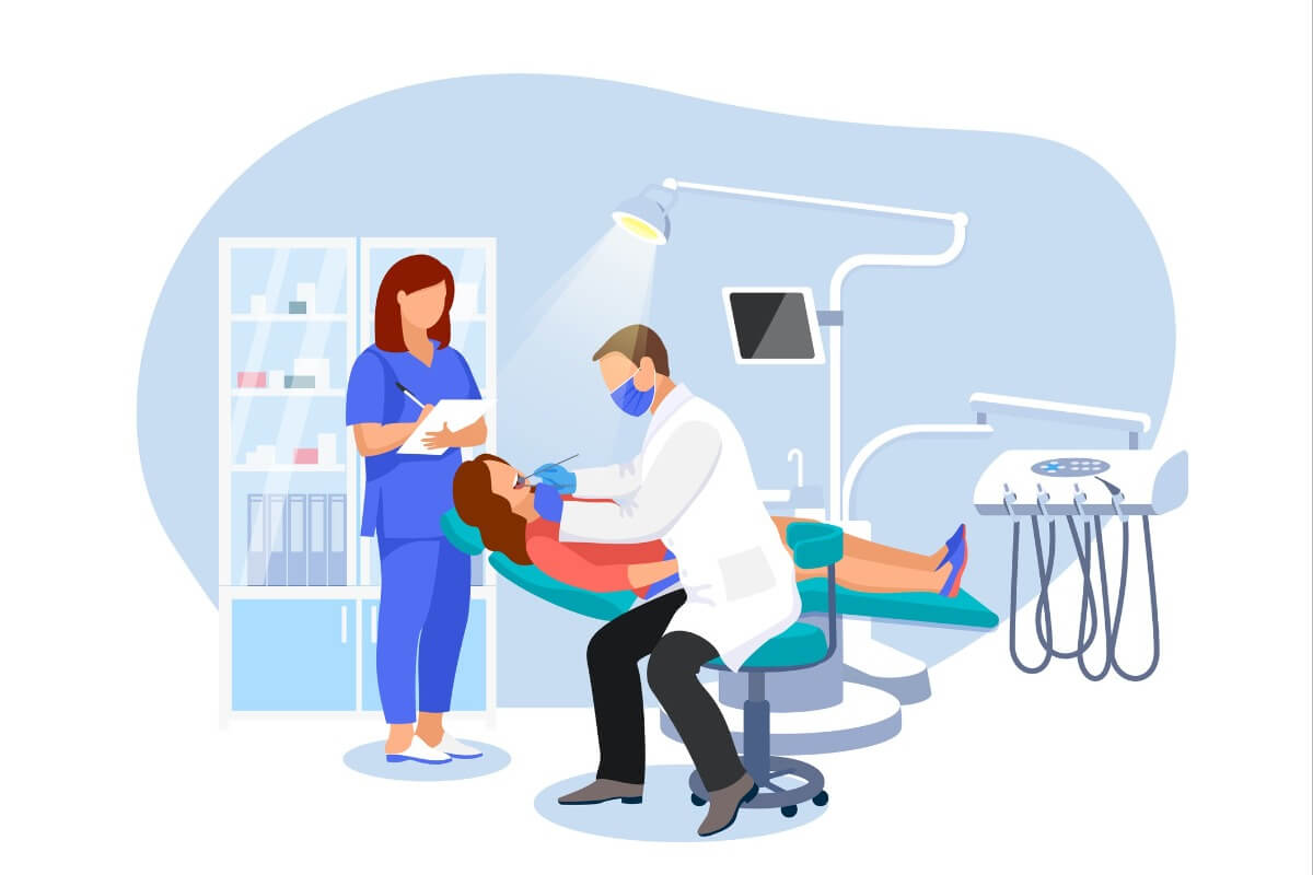 illustration of patient dental exam