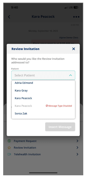review invitations screenshot