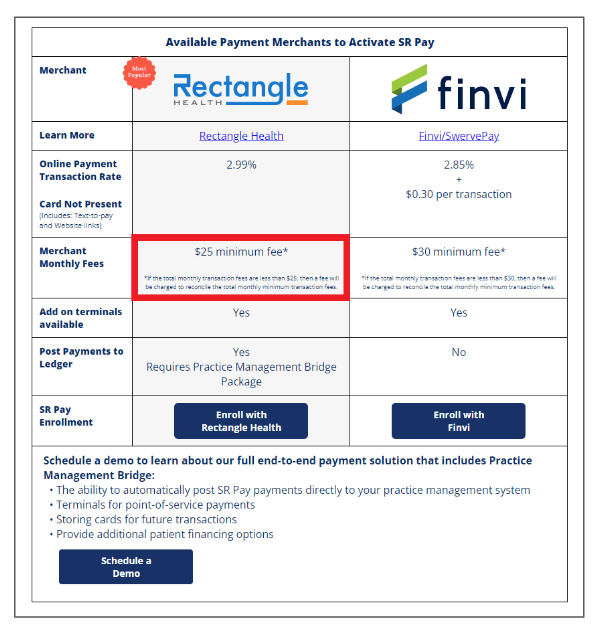 SR Pay Rectangle Health fees screenshot