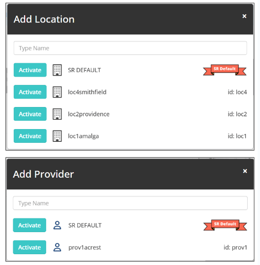 provider/location screenshots