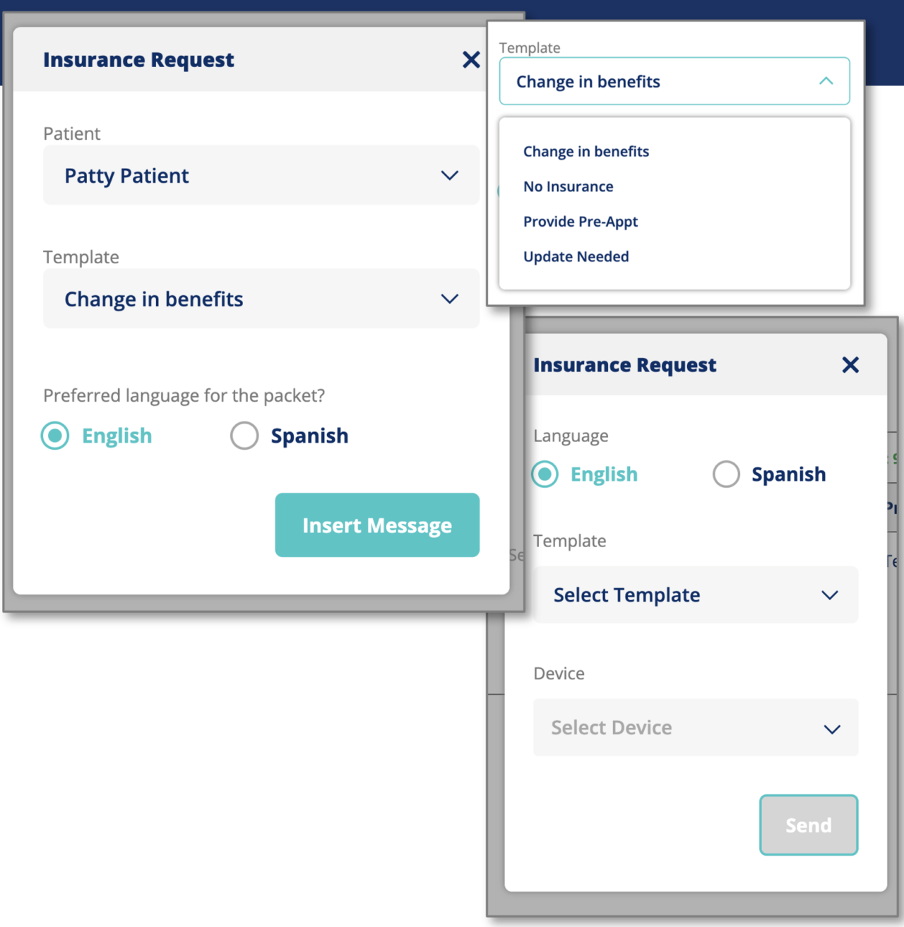 insurance request templates screenshot