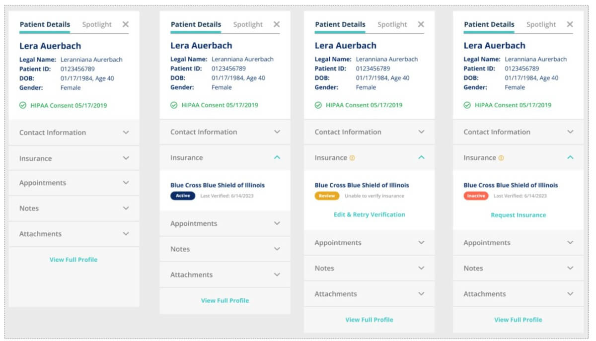 insurance patient panel 2 screenshot