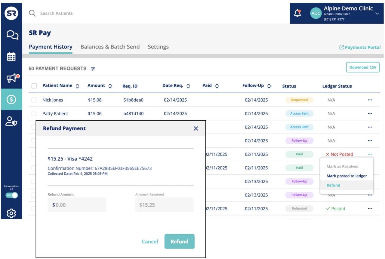 SR Pay refund full or partial amounts