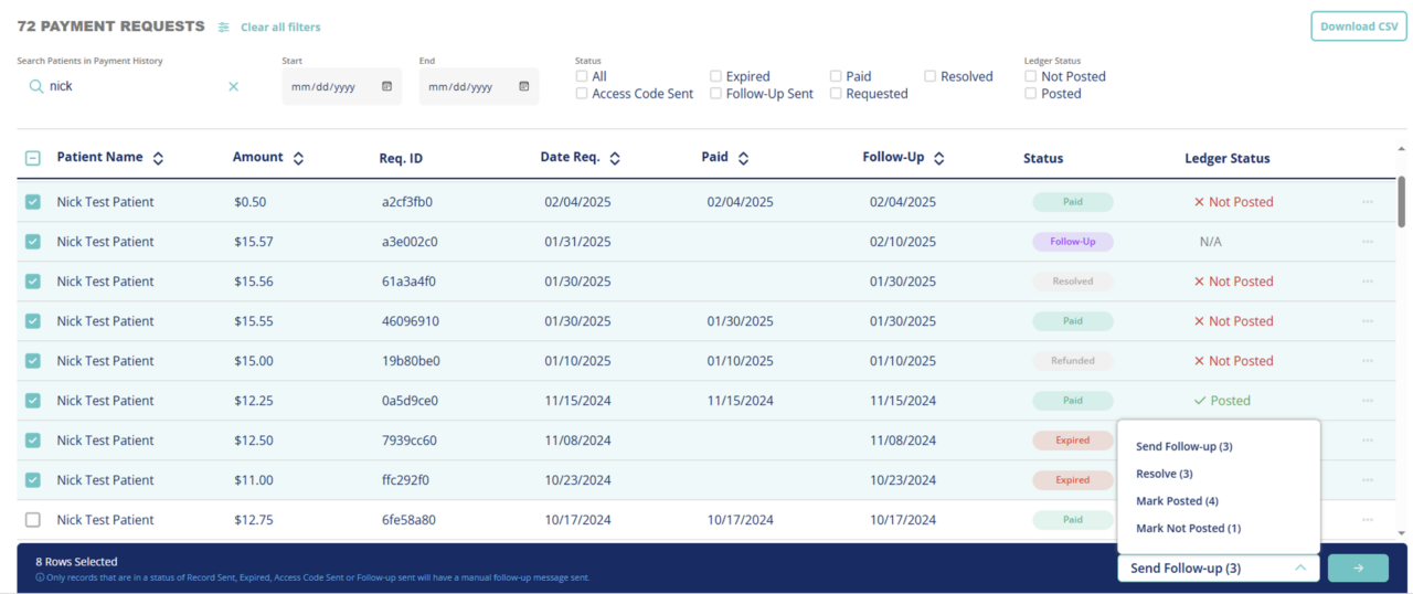 SR Pay Take Action on multiple payment records image