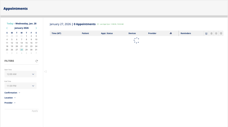 appointment calendar loading indicator screenshot