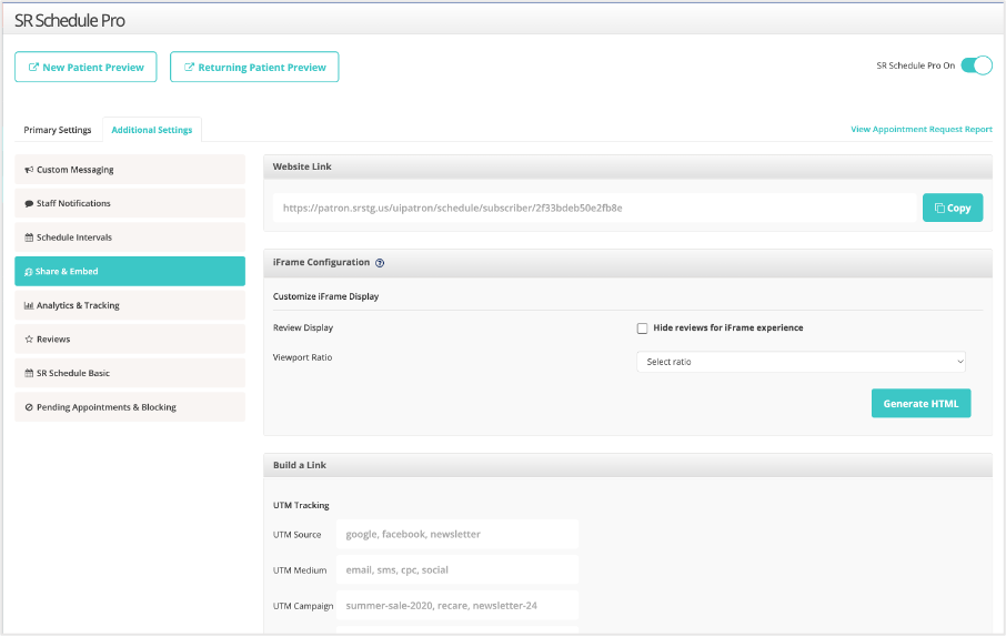 SR Schedule iframe screenshot