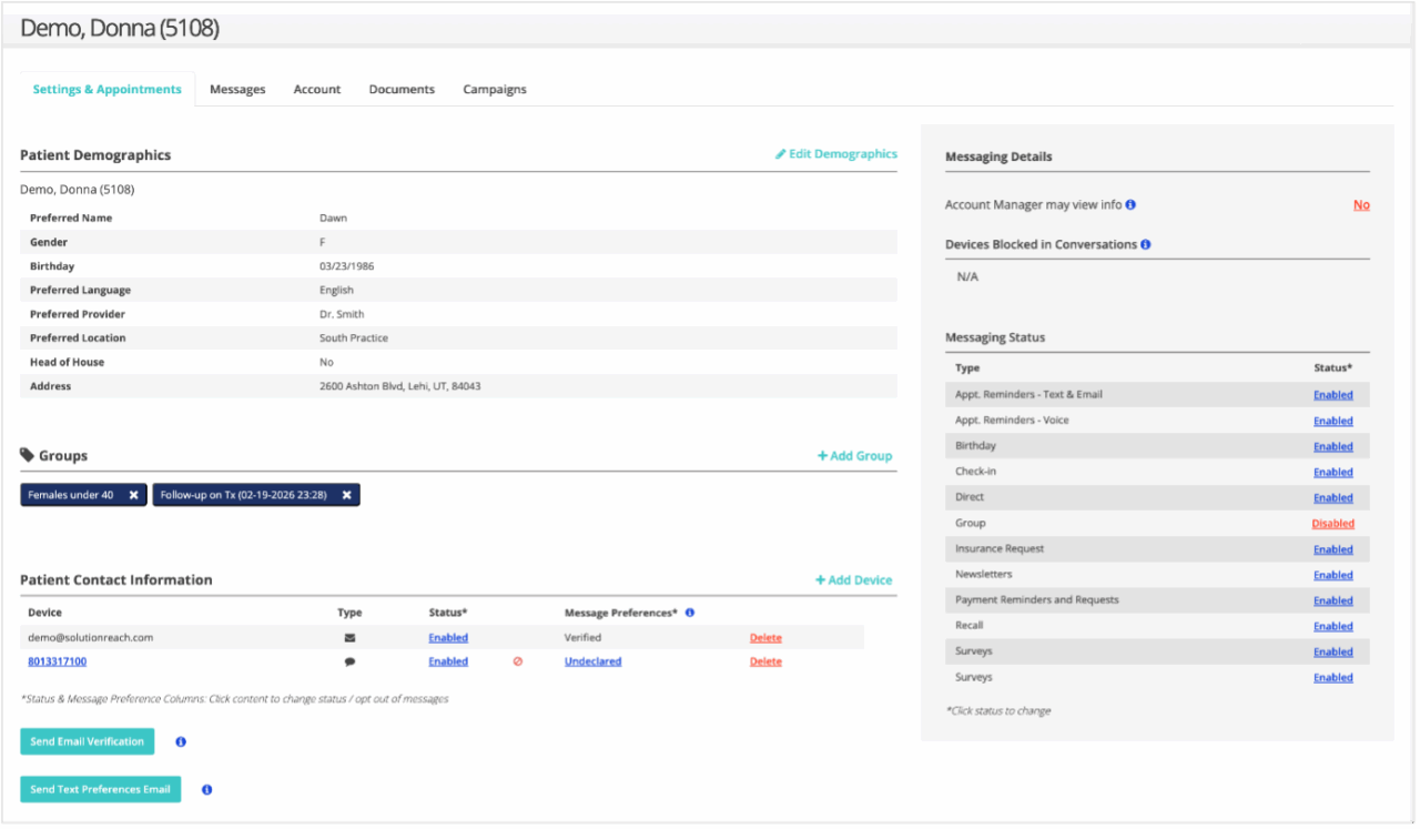 Patient Profile refresh screenshot