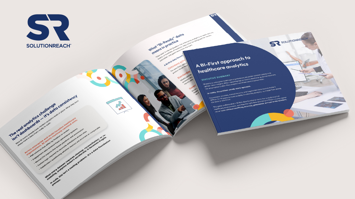 image of the hard copy of the BI-first approach to healthcare analytics guide