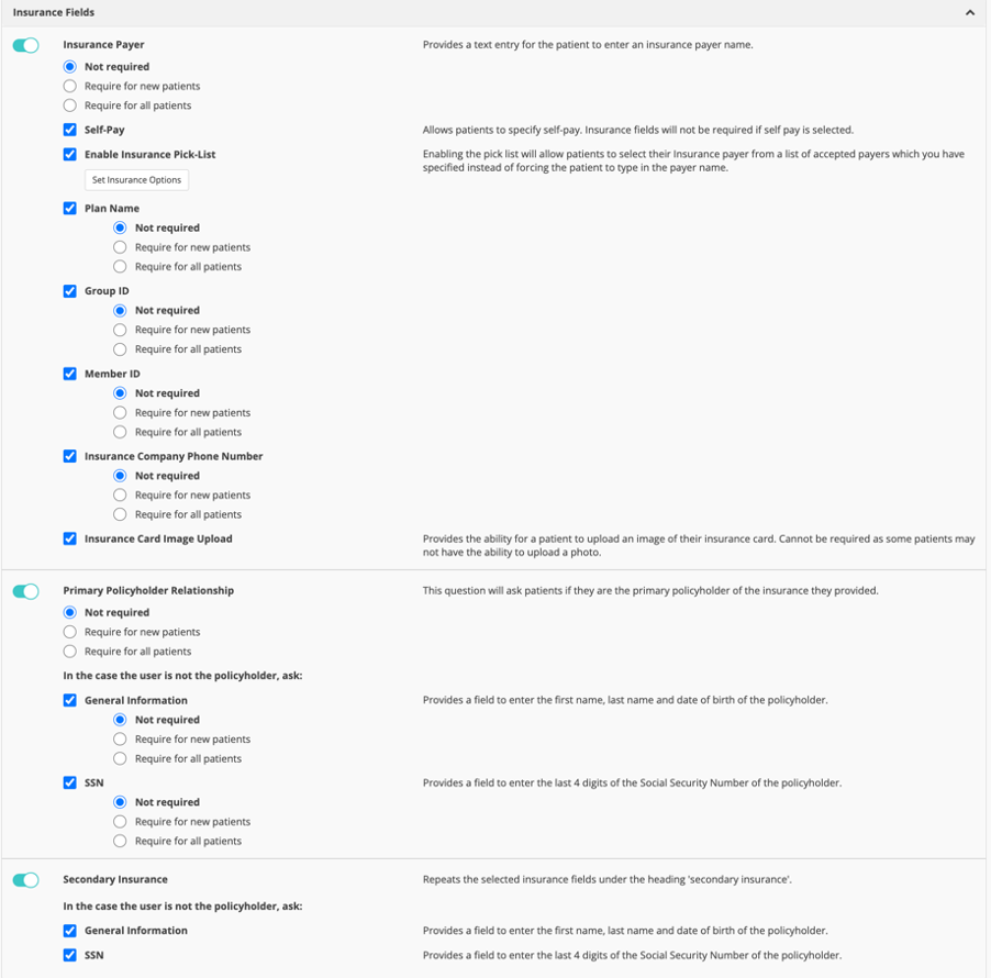 Expand Insurance Fields in Scheduling screenshot