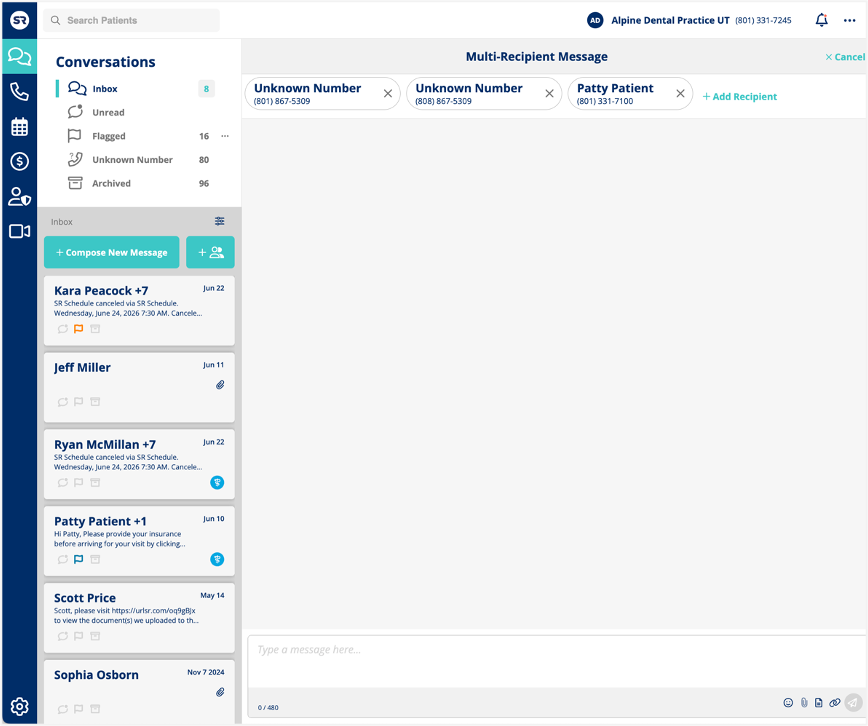 Conversations – Multi-recipient messages to unknown pt. number screenshot