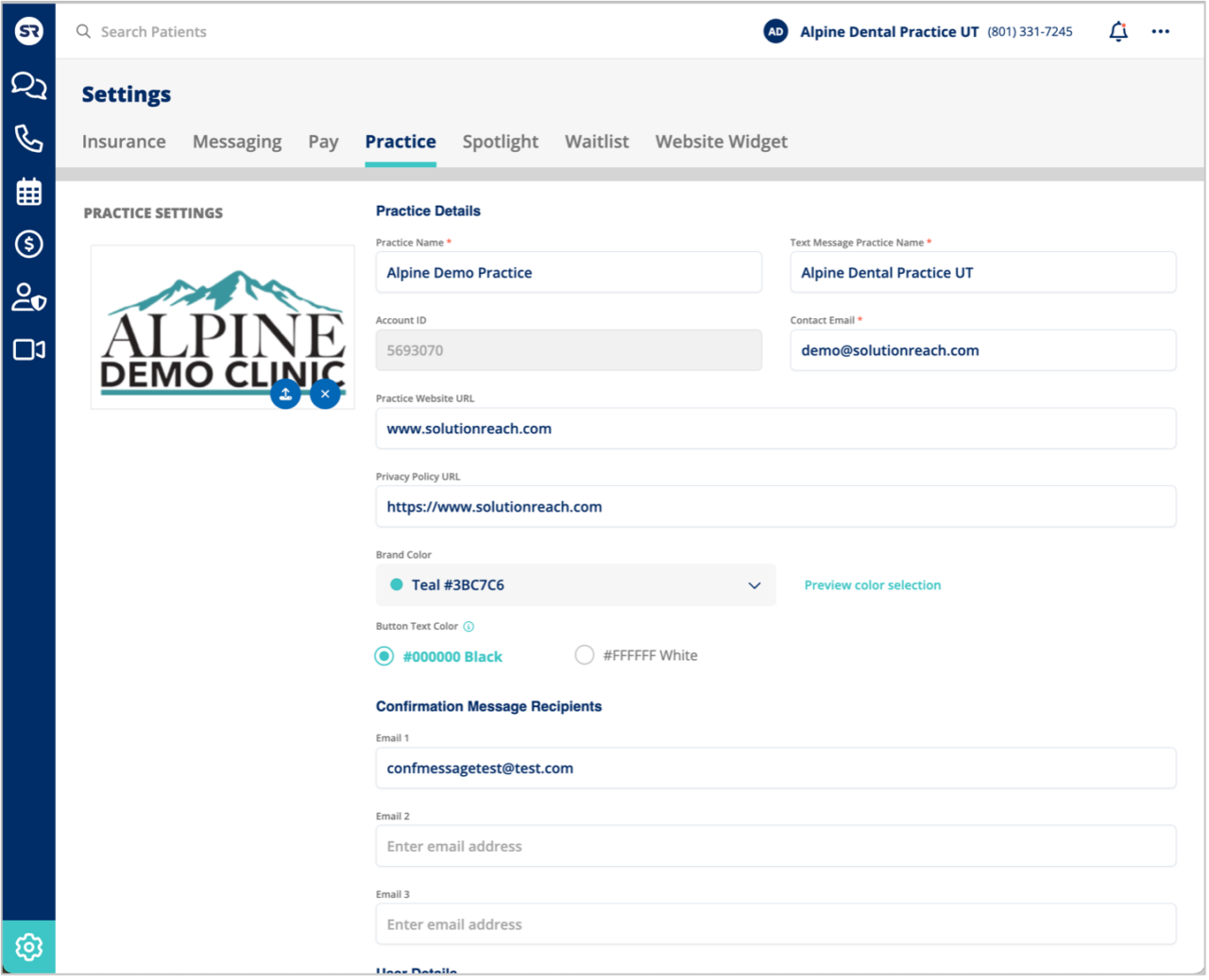 Conversations practice information settings screenshot