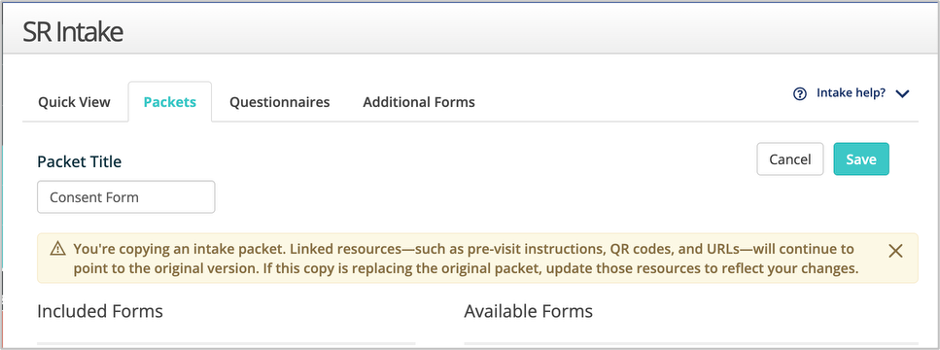 Intake Copy warning screenshot 1