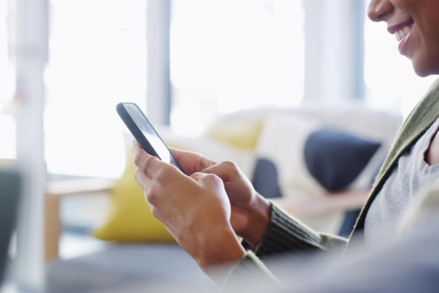 Image of a patient texting their healthcare practice from the comfort of their home